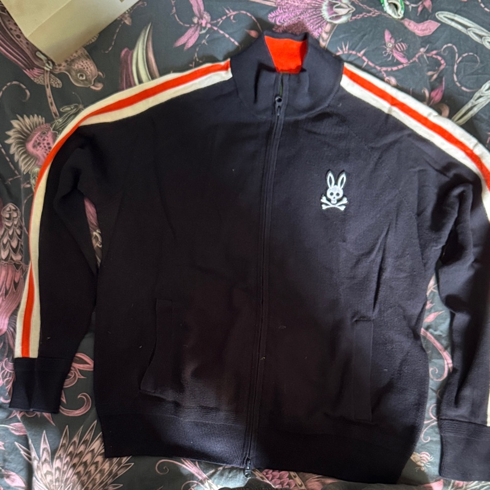 Navy/Orange Psycho Bunny men’s zip sweater